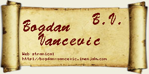 Bogdan Vančević vizit kartica